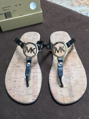 Michael Kors Black Charm Jelly Logo Sandals